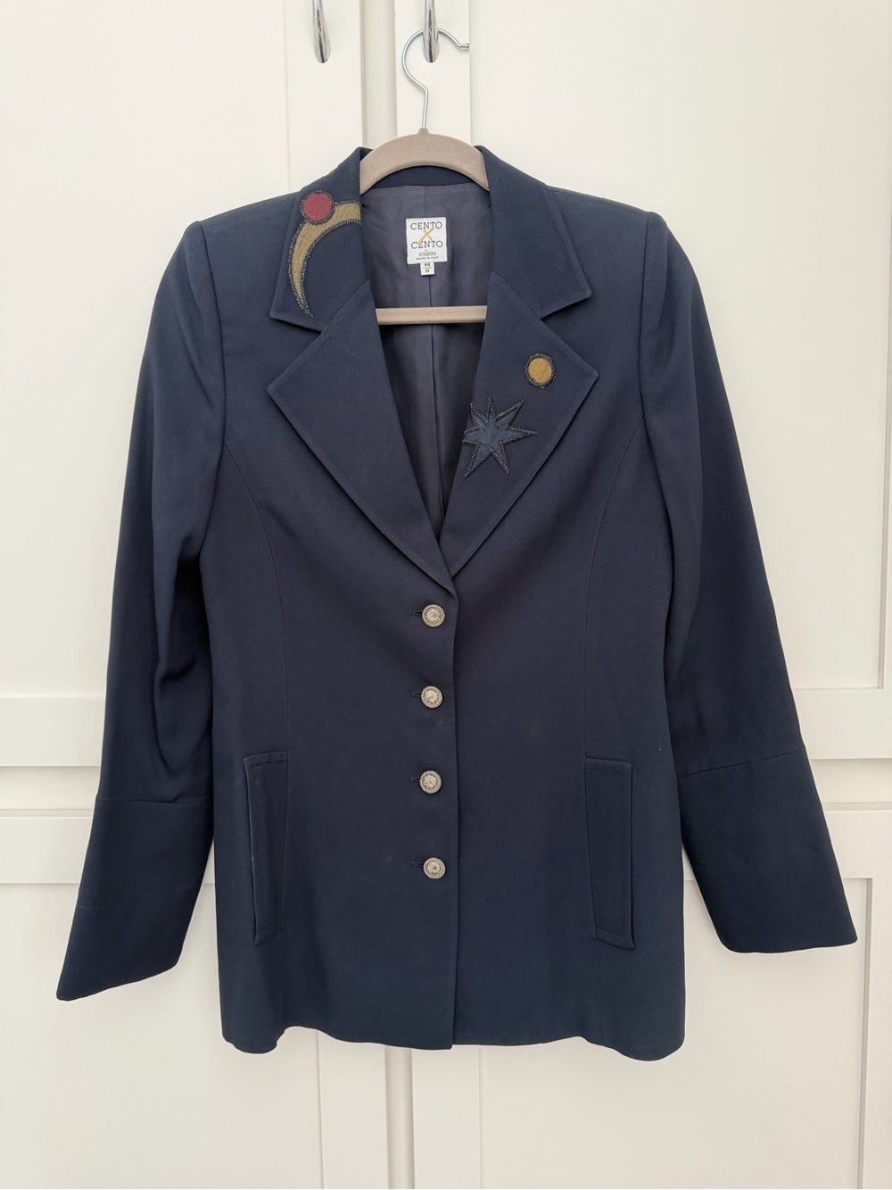 Vintage Cento x Cento Iceberg Navy Jacket w/ Embroidered Celestial Accents